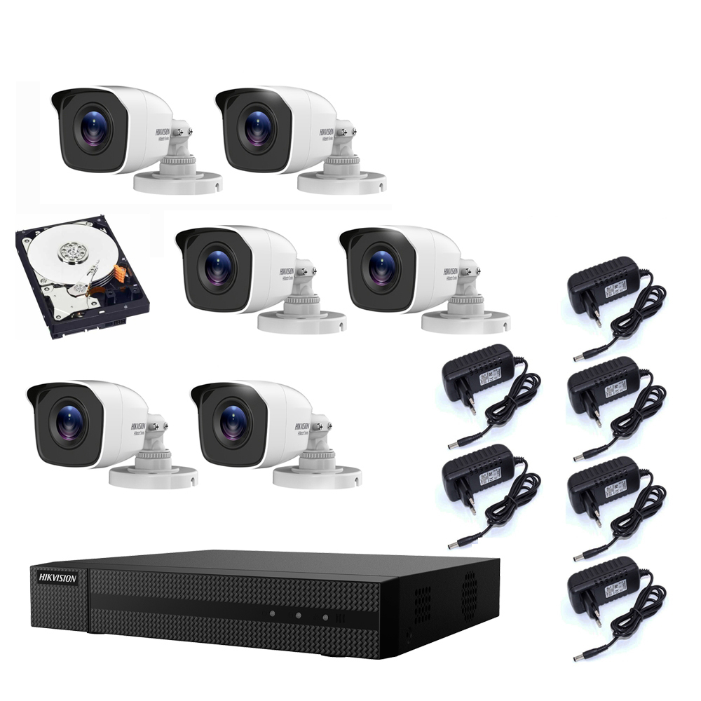 foto del prodotto kit videosorveglianza hikvision dvr 8 canali 6 telecamere 2 mpx hd 2 tb