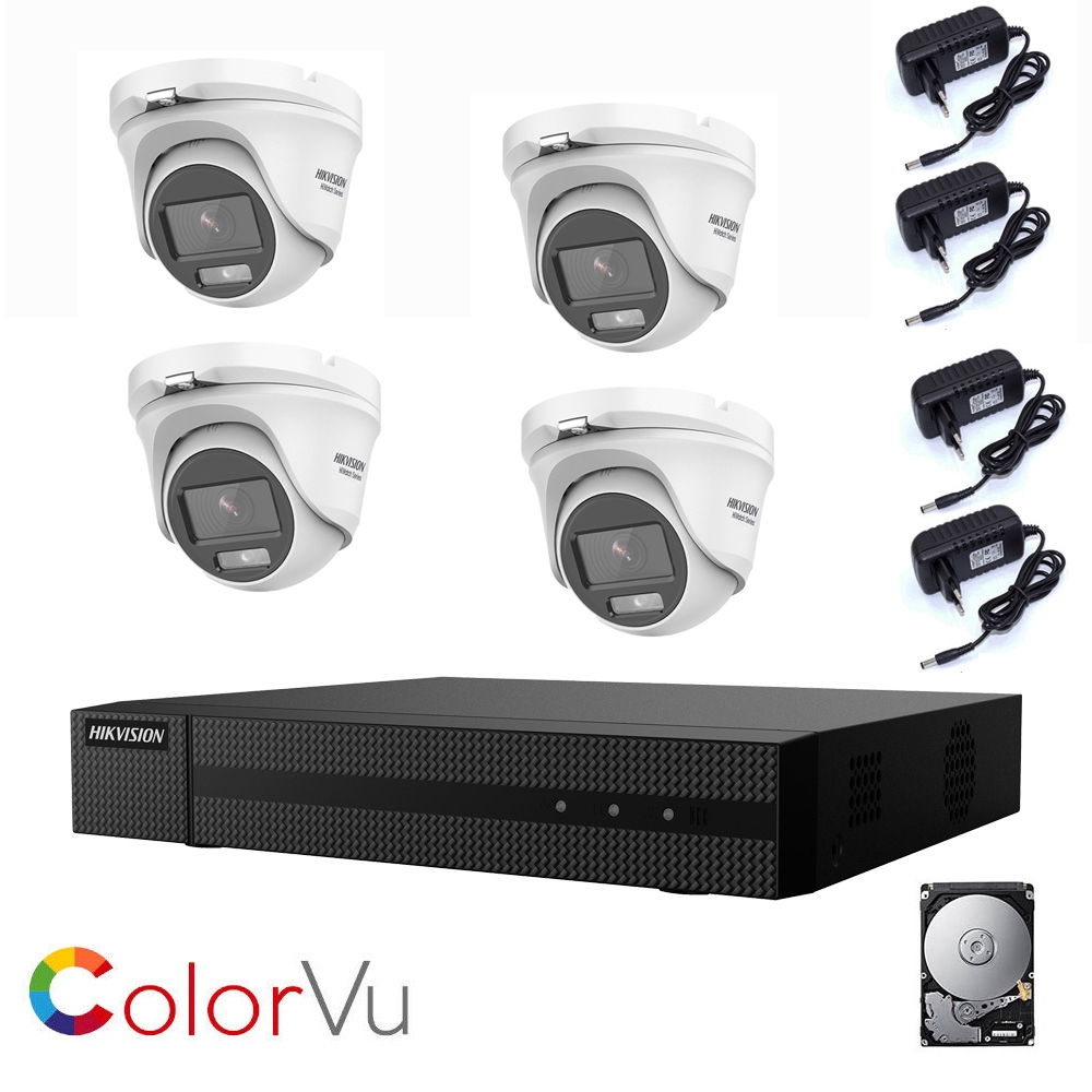 foto del prodotto kit videosorveglianza hikvision fullcolor 2 mpx 4 telecamere hd 2 tb