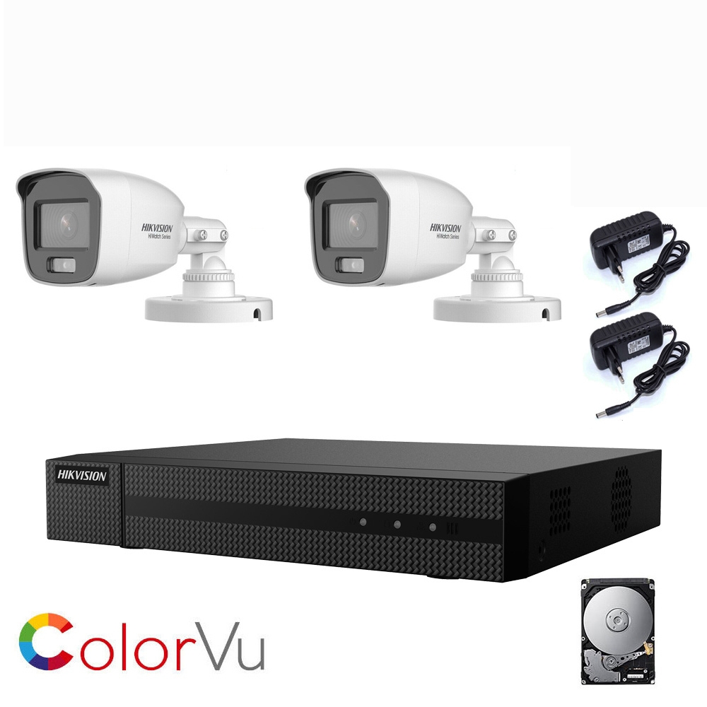 immagine 0 del prodotto kit videosorveglianza hikvision visione notturna colori 2 mpx ahd 2 tb