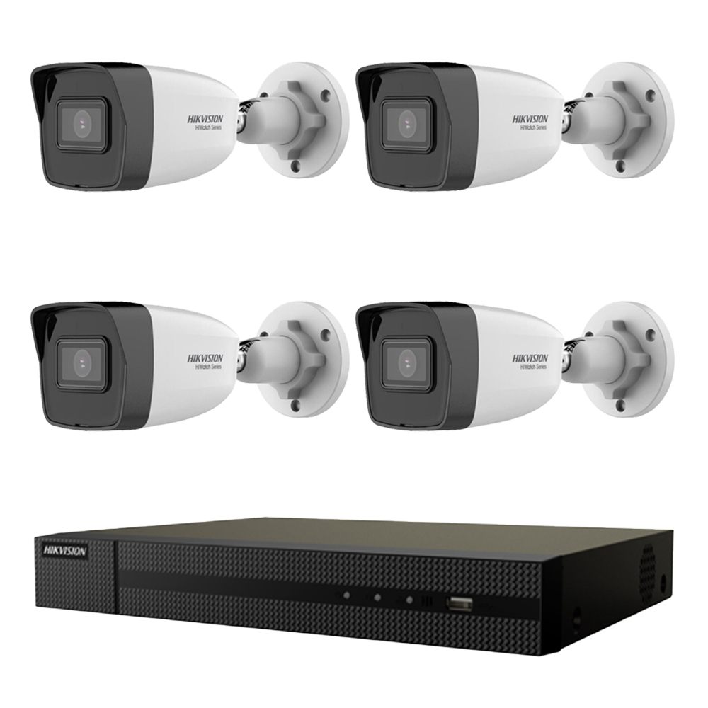 foto del prodotto kit videosorveglianza ip hikvision 4 telecamere 2mpx nvr 4 canali poe
