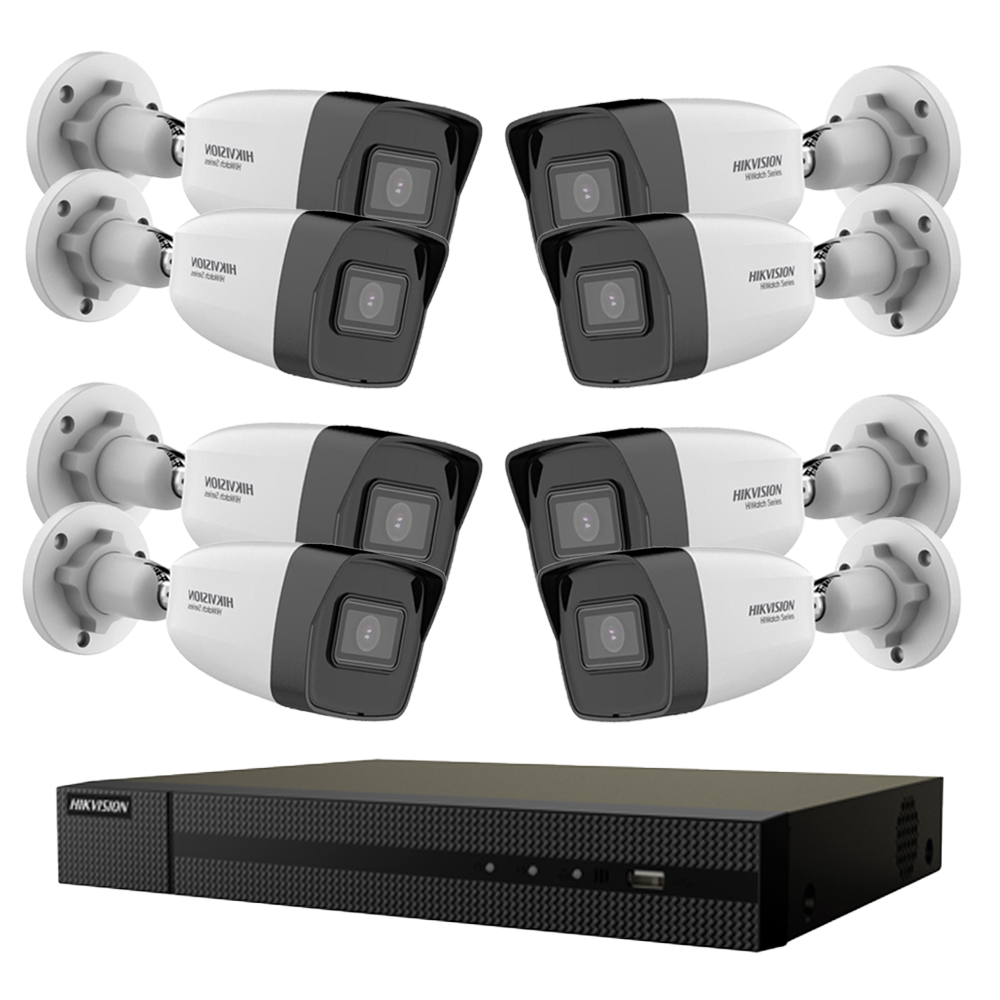 foto del prodotto kit videosorveglianza ip hikvision 8x telecamere 2mpx nvr 8 canali