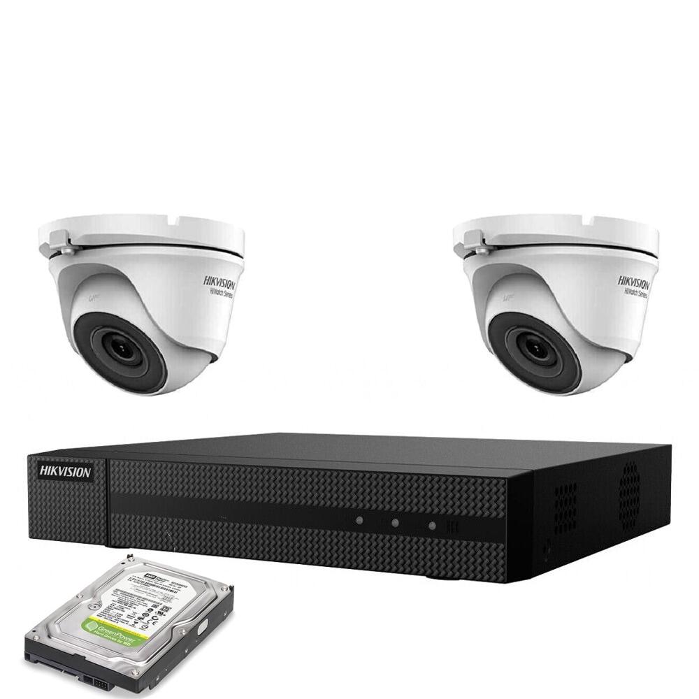 foto del prodotto kit videosorveglianza ip poe 2 mpx 2 telecamere hikvision hd 1tb