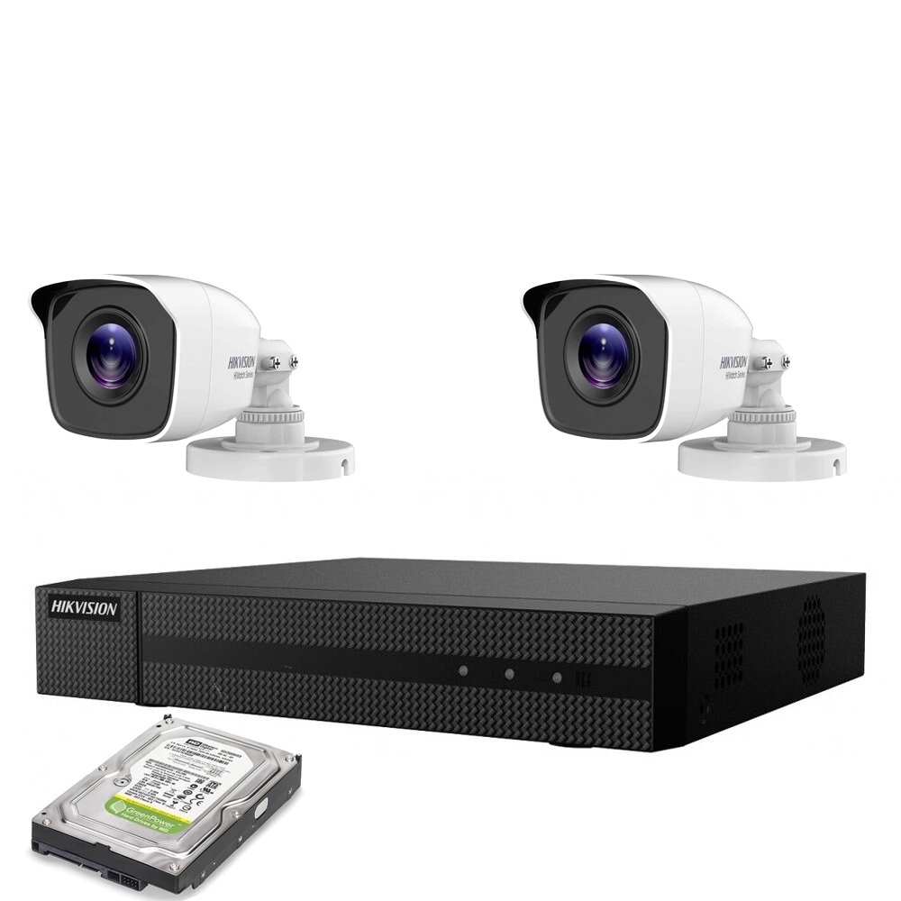 foto del prodotto kit videosorveglianza ip poe 2 mpx 2 telecamere hikvision hd 1tb