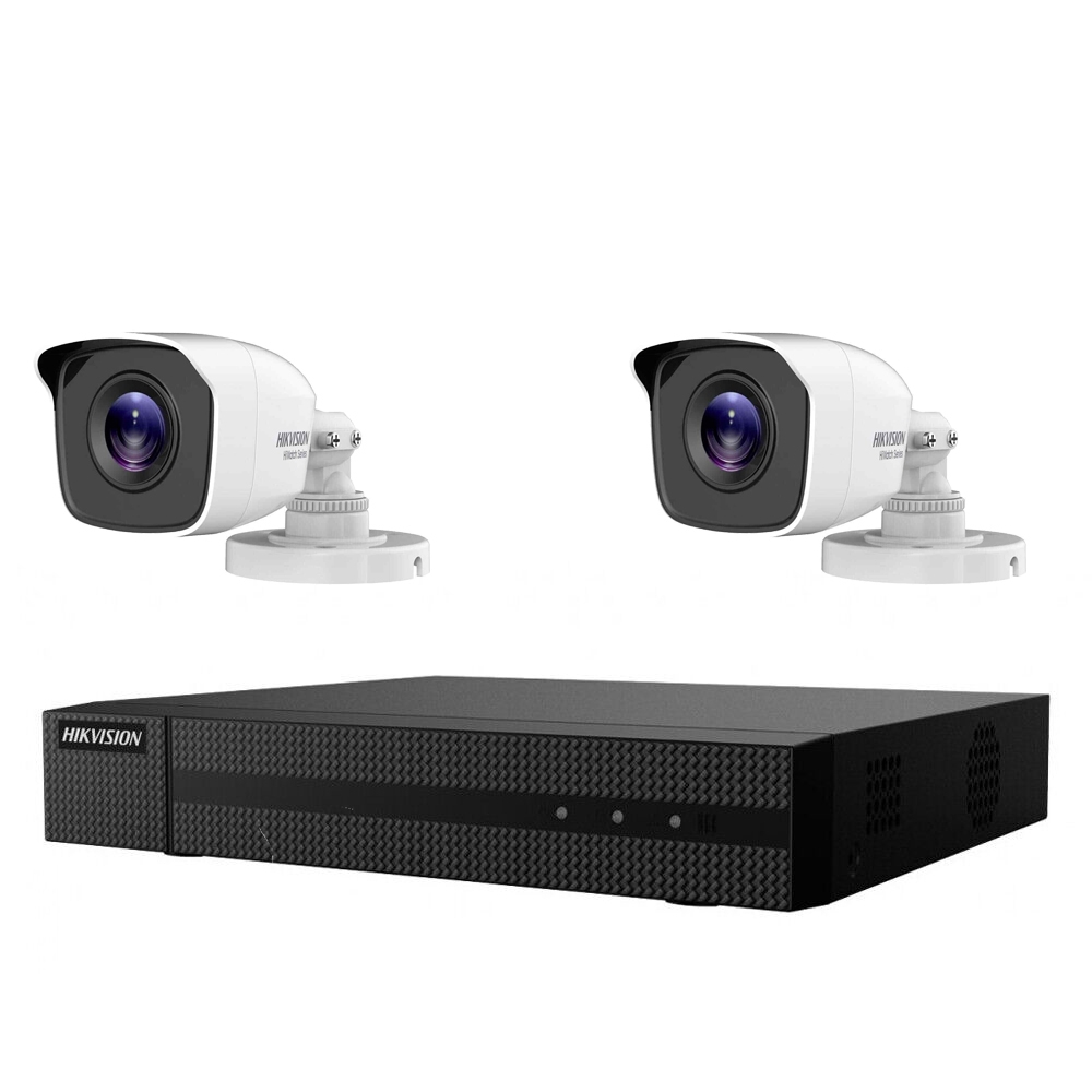 foto del prodotto kit videosorveglianza ip poe 2 mpx 2 telecamere hikvision nvr 4 canali 4k