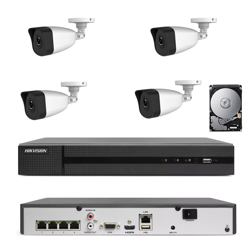 foto del prodotto kit videosorveglianza poe 4 canali nvr 2 mpx h265 cloud ip hd 500 gb hikvision