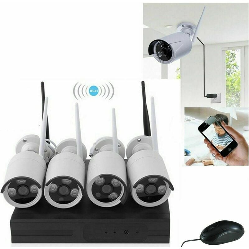 foto del prodotto kit videosorveglianza wifi dvr nvr 4 canali 4 telecamere wireless