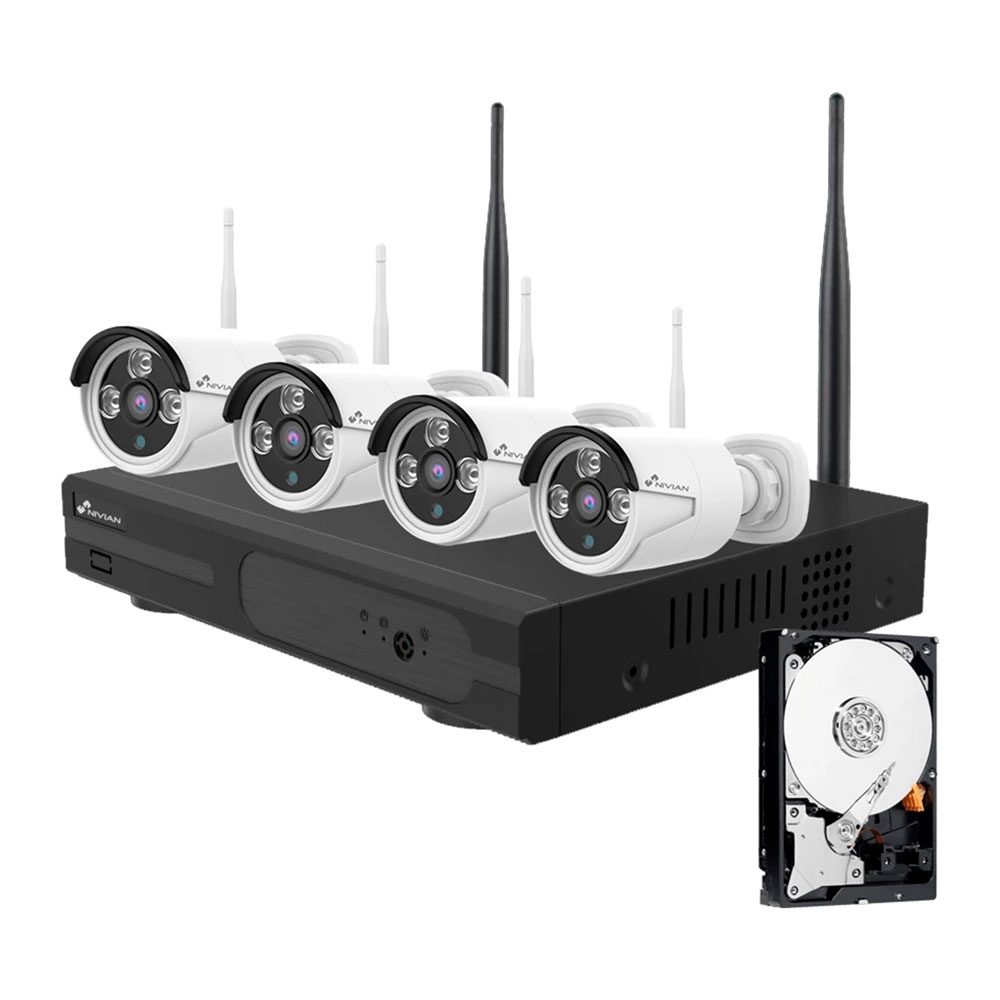 foto del prodotto kit videosorveglianza wireless full hd ip 4 telecamere 3 mpx wifi hd 1 tb
