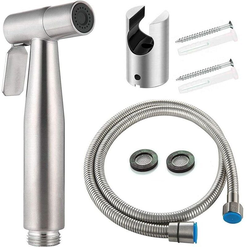 foto del prodotto kit wc bidet con doccetta, doccetta bidet, doccetta wc con flessibile supporto in acciaio inox 2 guarnizioni