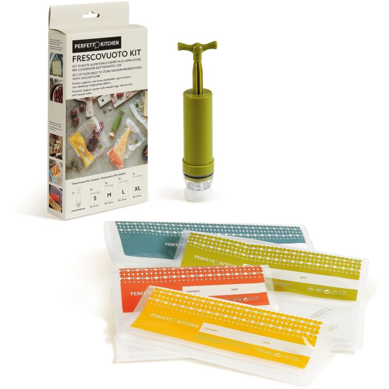 foto del prodotto kitchen 29000 kit per sottovuoto 8 buste pompetta manuale coll. frescovuoto perfetto
