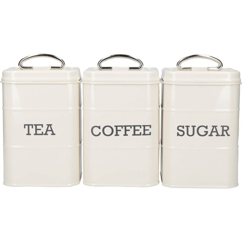 foto del prodotto kitchen craft - kitchencraft living nostalgia barattoli per tè, caffè e zucchero in confezione regalo, acciaio, crema antico, set da 3 pezzi