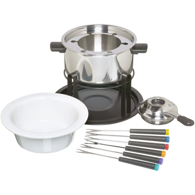 foto del prodotto kitchen craft kitchencraft set per fonduta 3 in 1 con forchette per fonduta con codice colore per fonduta di cioccolato, carne e formaggio ,