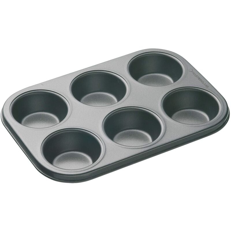 foto del prodotto kitchen craft masterclass vassoio per muffin a 6 fori con antiaderente senza ptfe, pfoa e bpa, robusto acciaio al carbonio spesso 1 mm, teglia per