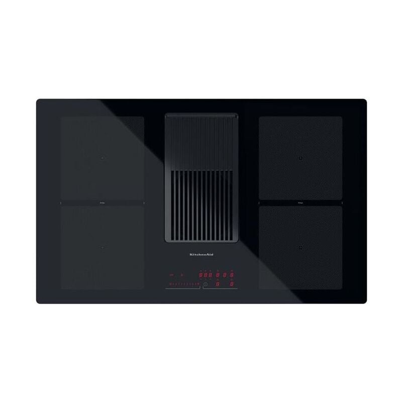 foto del prodotto kitchenaid kvh 92 2b k piano cottura a induzione con cappa integrata, 83 cm, 4 zone, 2 zone bridge, comandi touch slider, 9 livelli di potenza