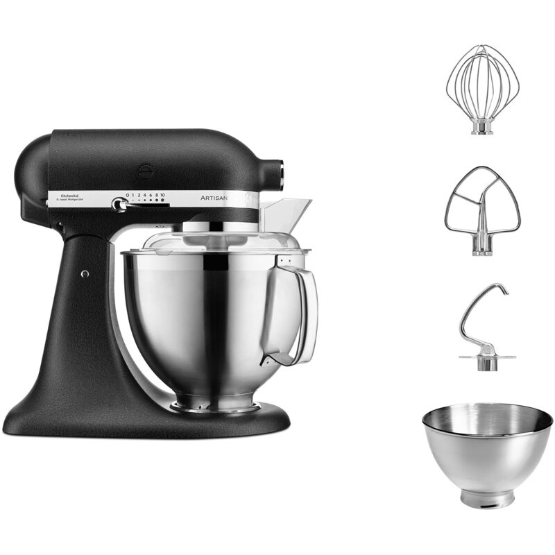 foto del prodotto kitchenaid planetaria con testa reclinabile 4,8 l artisan premium ghisa nero 5ksm185psebk