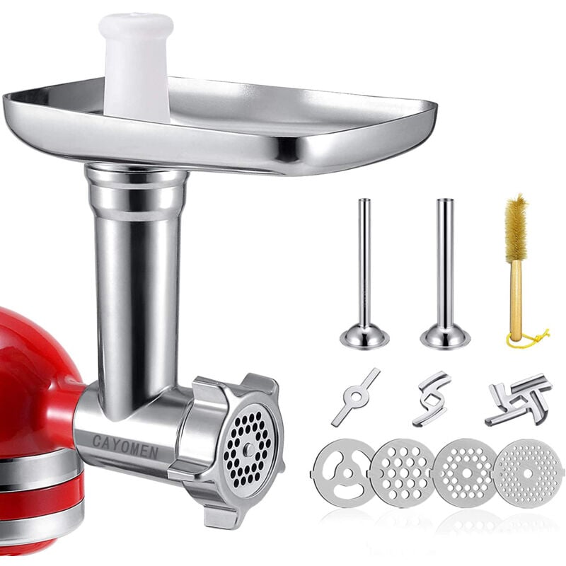 foto del prodotto kitchenaid tritacarne compatibile con accessori tubi per insaccare salsicce con 4 dischi accessori estensione per artisan