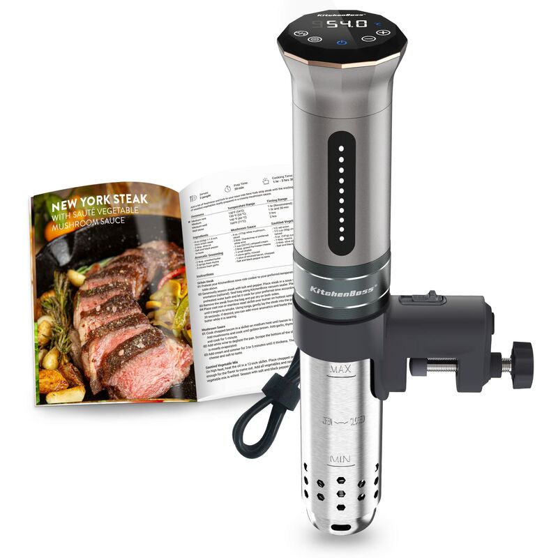 foto del prodotto kitchenboss fornello sottovuoto, 1100 w, ipx7 impermeabile, calcolatore di immersione da cucina, termostato regolabile per un controllo preciso della
