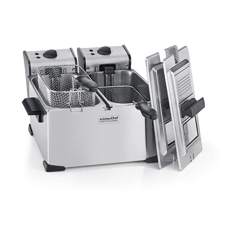 foto del prodotto kitchenchef doppia friggitrice 2x3,5l 4000w acciaio inox kcpfr70x kitchen chef