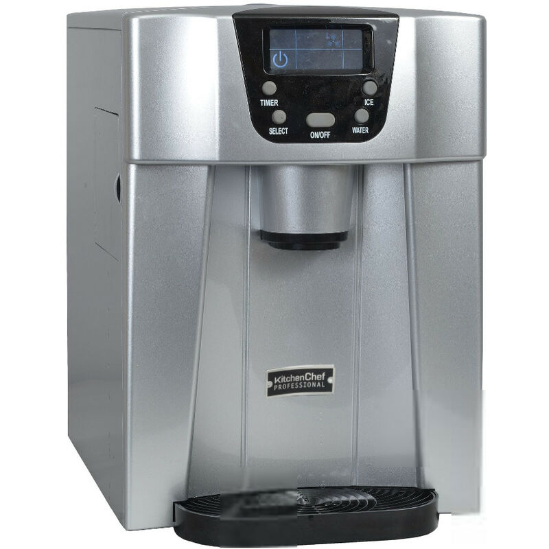foto del prodotto kitchenchef macchina per cubetti di ghiaccio da 140 w 12 kg 24 ore e distributore di acqua argento hzb12eau kitchen chef