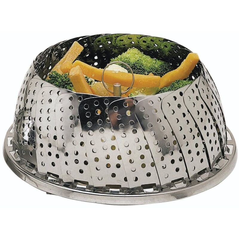 foto del prodotto kitchencraft cestello per cottura a vapore per pentole con design pieghevole, acciaio inox, argento, 28 cm