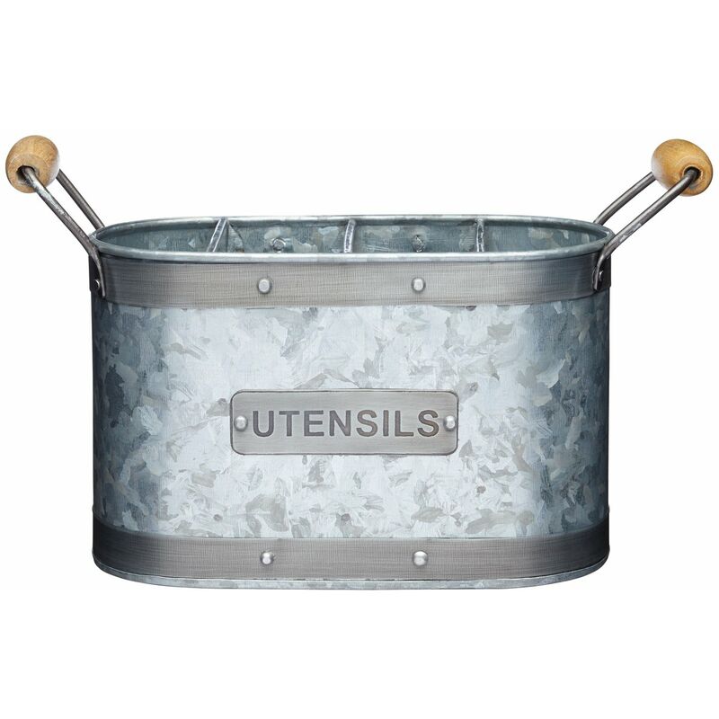 foto del prodotto kitchencraft portautensili industriale da cucina in acciaio zincato, 27,5 x 11 x 17 cm 11 x 4,5 x 6,5 