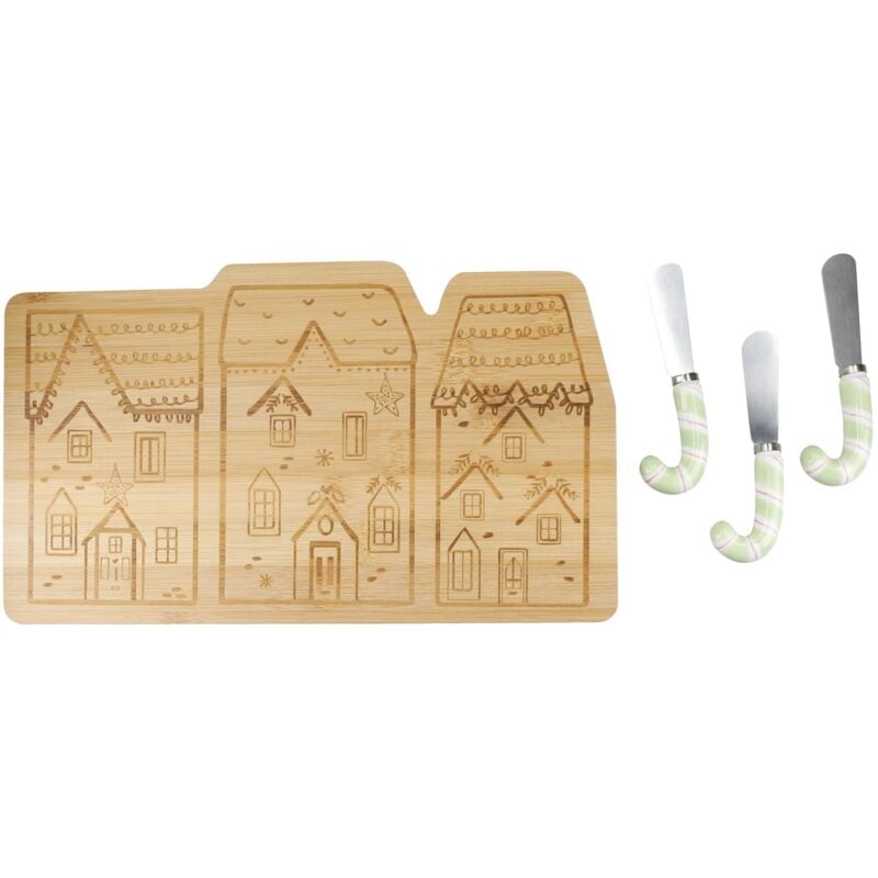 foto del prodotto kitchencraft set di formaggi in bamb della collezione schiaccianoci di, 4 pezzi, confezione regalo, ceramica, marrone