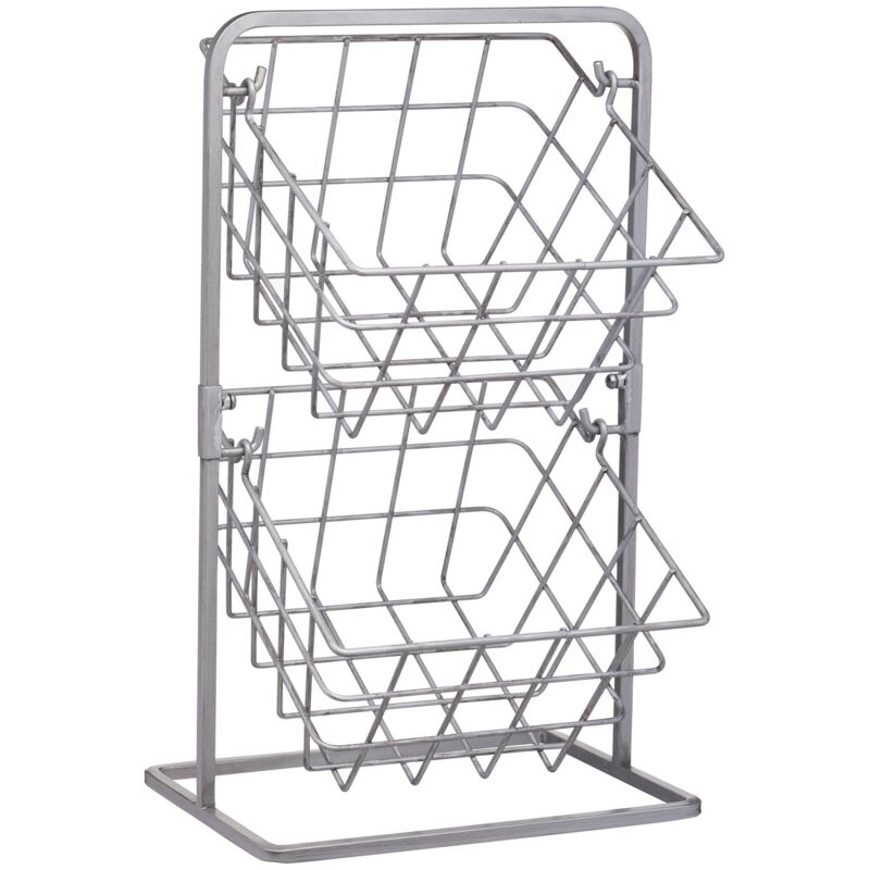 foto del prodotto kitchencraft supporto per cestini portaoggetti, stile industriale vintage a 2 livelli con cestini rimovibili, acciaio al carbonio, 25 x 22 x 41 cm,