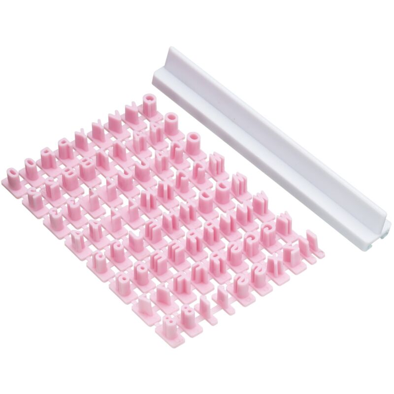 foto del prodotto kitchencraft sweetly does it tagliacarte per fondente, plastica, set per la decorazione di torte con 73 timbri a rilievo per alfabeto, rosa