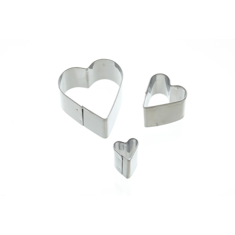 foto del prodotto kitchencraft sweetly does it tagliafondente, a forma di cuore, in acciaio inox, set di 3, argento