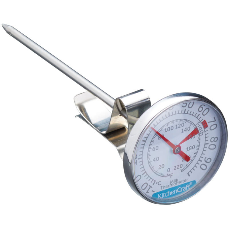 foto del prodotto kitchencraft termometro da latte, gadget da cucina in acciaio inox, argento