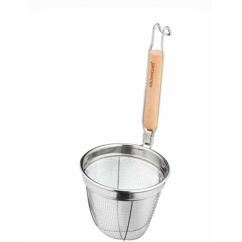 foto del prodotto kitchencraft world of flavours cestino per spaghetti con manico, acciaio inox / eucalipto, 14 x 16 x 34 cm