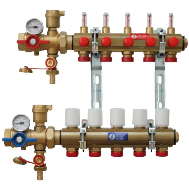 foto del prodotto kitr553fk collettore premontato con flussometro, 7 uscite.