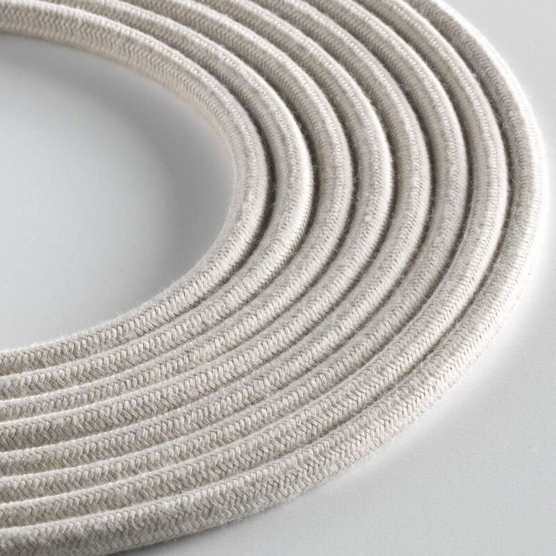 foto del prodotto klartext cavo tessile tondo lumi re per illuminazione, 3x0,75mm, cotone tortora, 3mt.attenzione cavo terra incluso massima sicurezza anti scossa