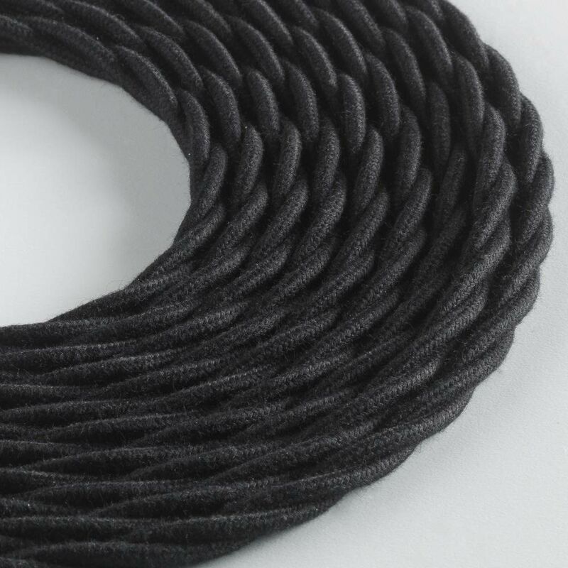 foto del prodotto klartext cavo tessile trecciato lumi re per illuminazione, 3x0,75mm, cotone nero, 3mt.attenzione cavo terra incluso massima sicurezza anti scossa