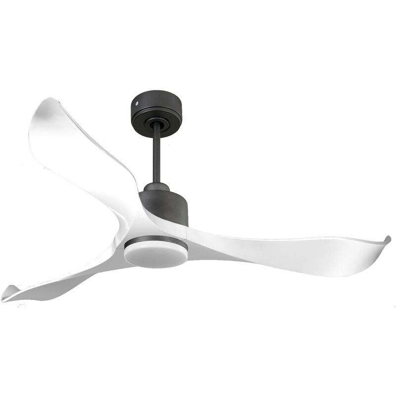 foto del prodotto klassfan ventilatore da soffitto reversibile termostato dimmabile wifi motore cc tetti inclinati telecomando luce a tre toni adattatore 2 3 lame