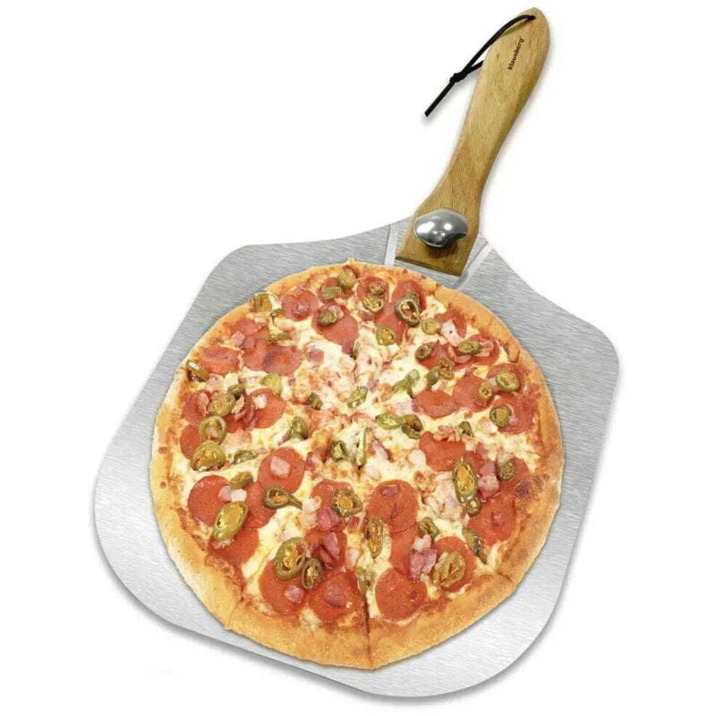 foto del prodotto klausberg kb 7641 teglia per pizza pieghevole, 30,5 cm, supporto per pala