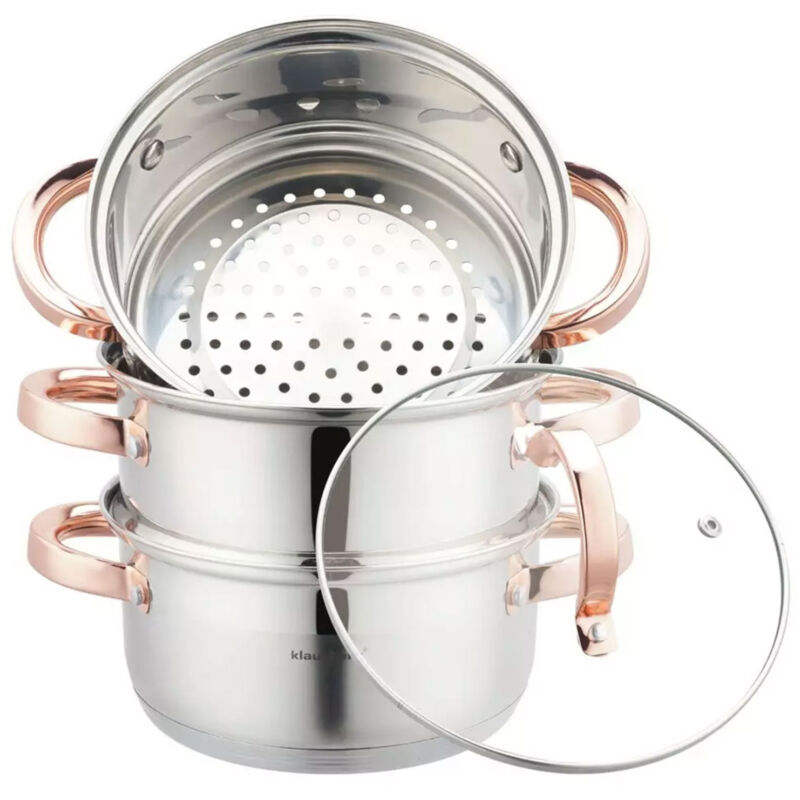 foto del prodotto klausberg pentola a vapore 4 pezzi 18 cm kb 7726 oro rosa