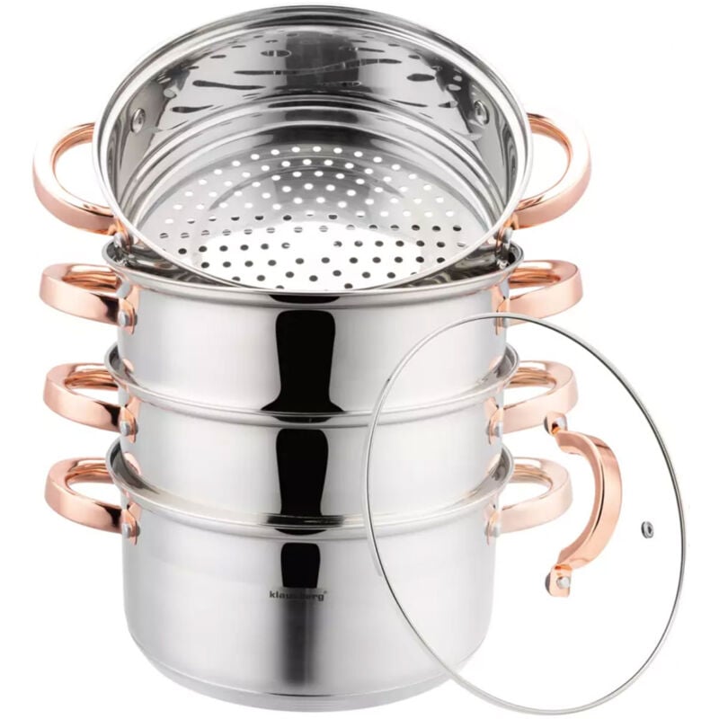 foto del prodotto klausberg pentola a vapore 5 pezzi 22cm kb 7733 oro rosa