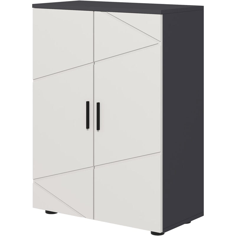foto del prodotto kleankin armadietto bagno 2 ante in legno con 3 ripiani 60x30x82cm grigio