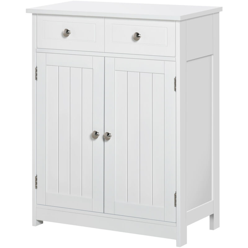 foto del prodotto kleankin armadietto bagno 2 ante ripiano regolabile 2 cassetti in legno bianco