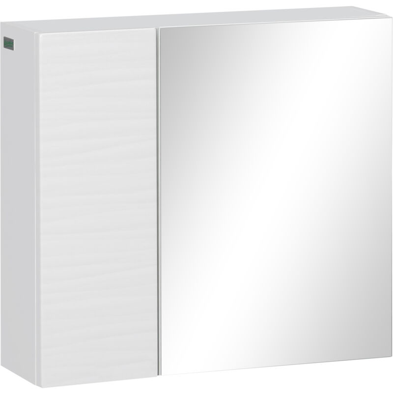 foto del prodotto kleankin armadio con specchio in truciolato e vetro per bagno bianco