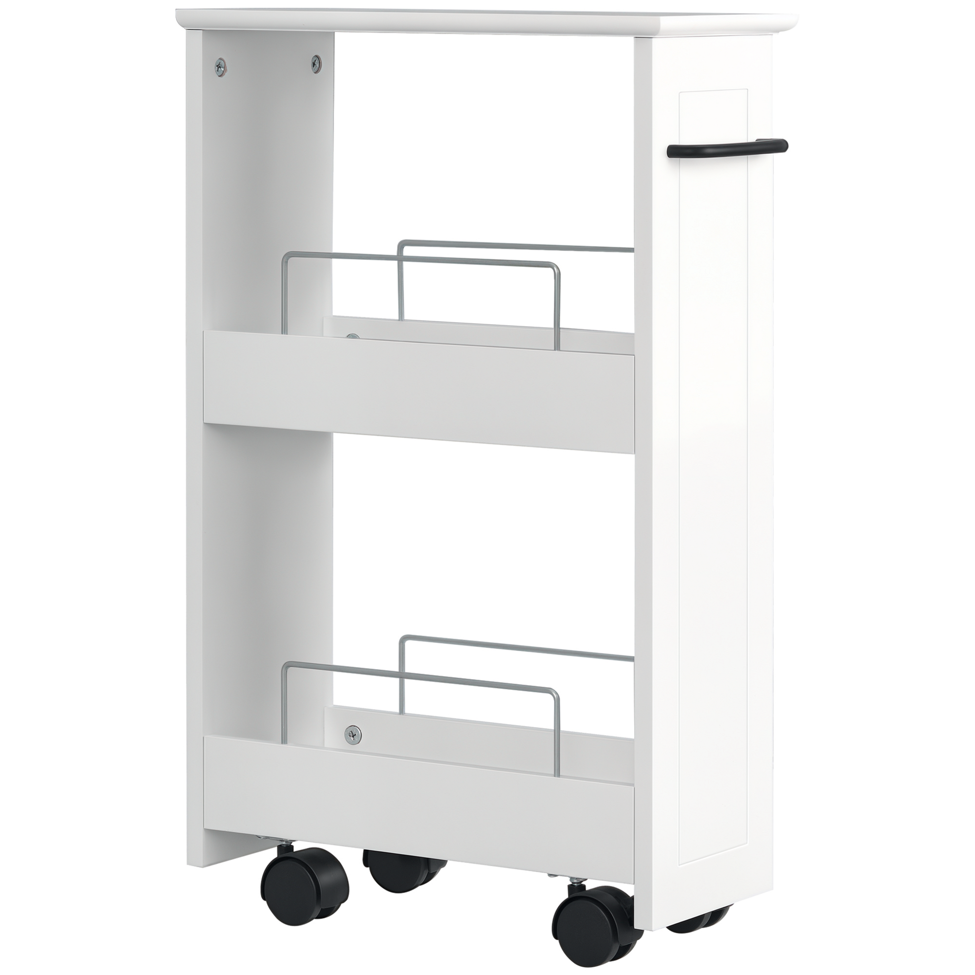 foto del prodotto kleankin carrello salvaspazio multiuso in legno mdf e ruote, 42.5x20.3x66.7cm, bianco aosom