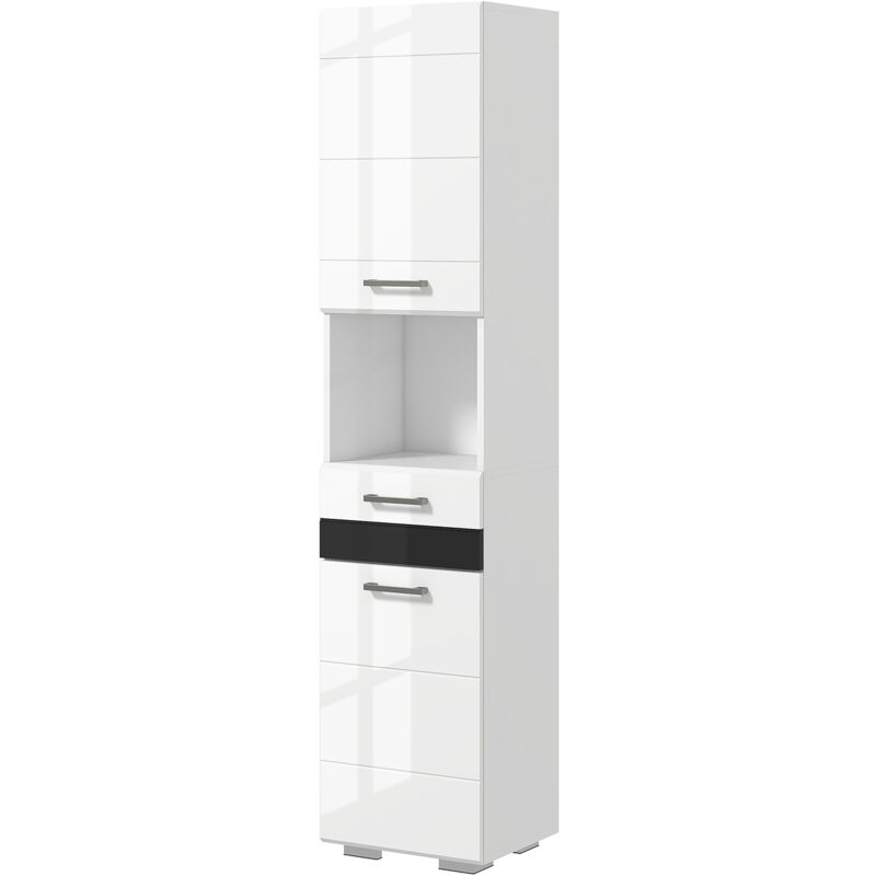 foto del prodotto kleankin colonna bagno in mdf con ripiano aperto cassetto e armadietto chiuso