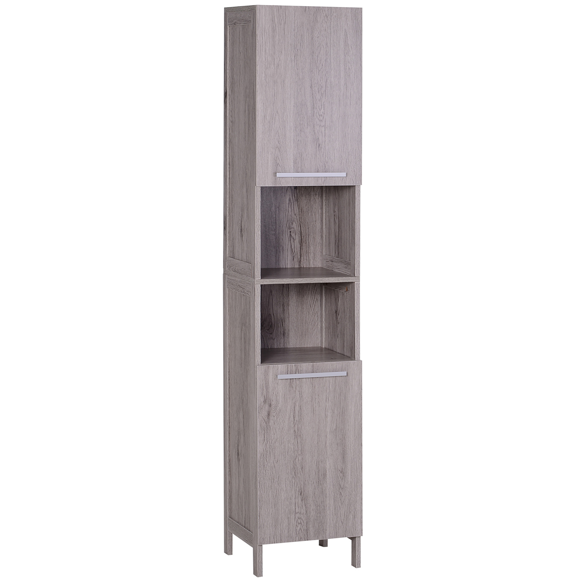 foto del prodotto kleankin colonna bagno multifunzione, 2 armadietti, 2 ripiani aperti, in mdf - 30x32x172.5 cm, color legno aosom