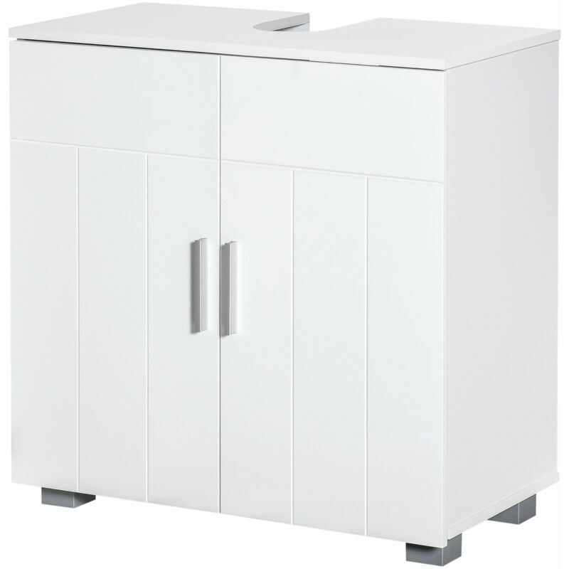 foto del prodotto kleankin mobile bagno a u sotto lavabo salvaspazio con ripiano interno bianco