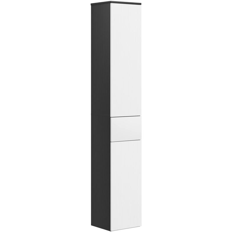 foto del prodotto kleankin mobile bagno con 2 armadietti e cassetto in legno 30x28x180 cm nero