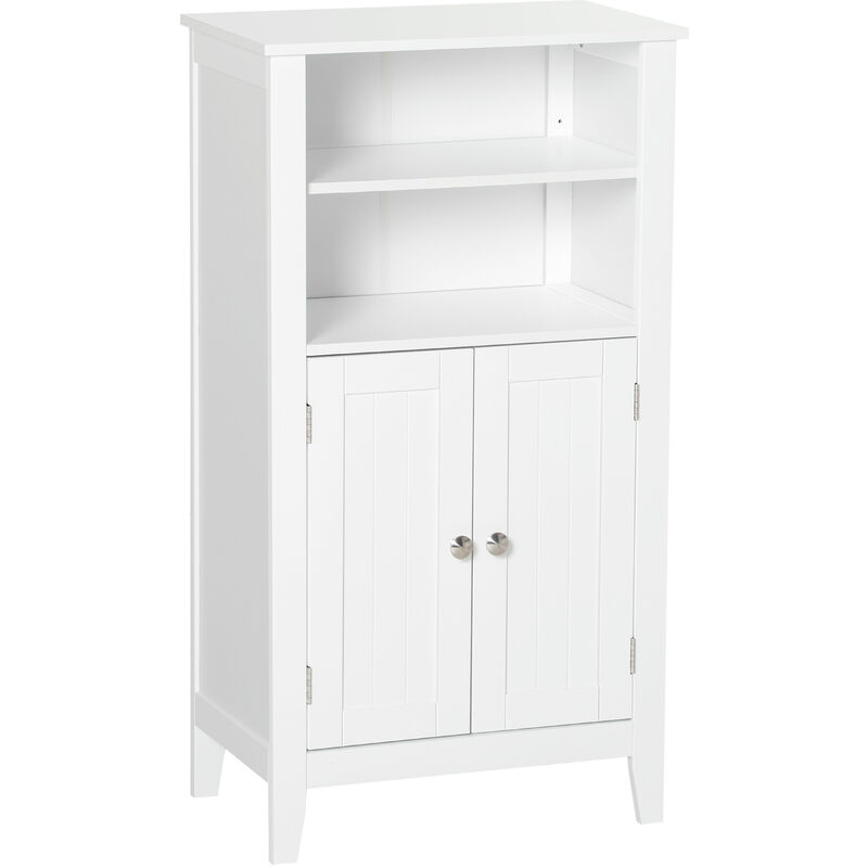 foto del prodotto kleankin mobile bagno con armadietto 2 ante in legno bianco e mensole regolabili