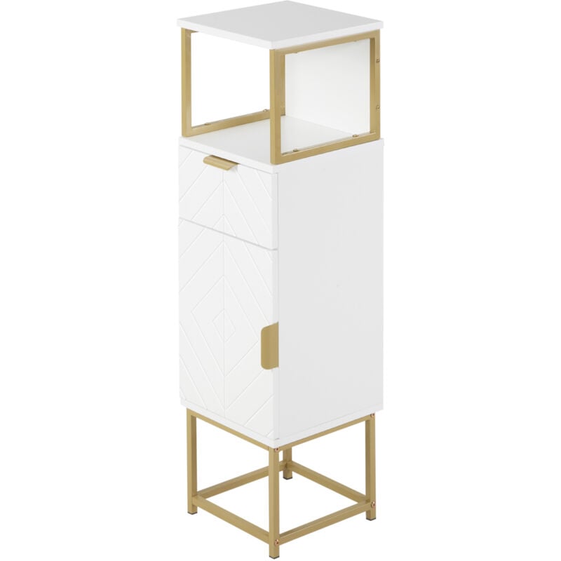 foto del prodotto kleankin mobile bagno con armadietto, cassetto e ripiano in legno e metallo