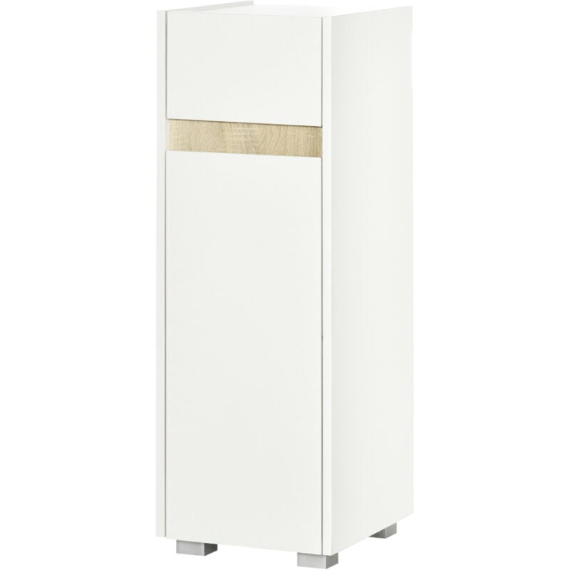 foto del prodotto kleankin mobile bagno in legno con cassetto e armadietto con ripiano regolabile