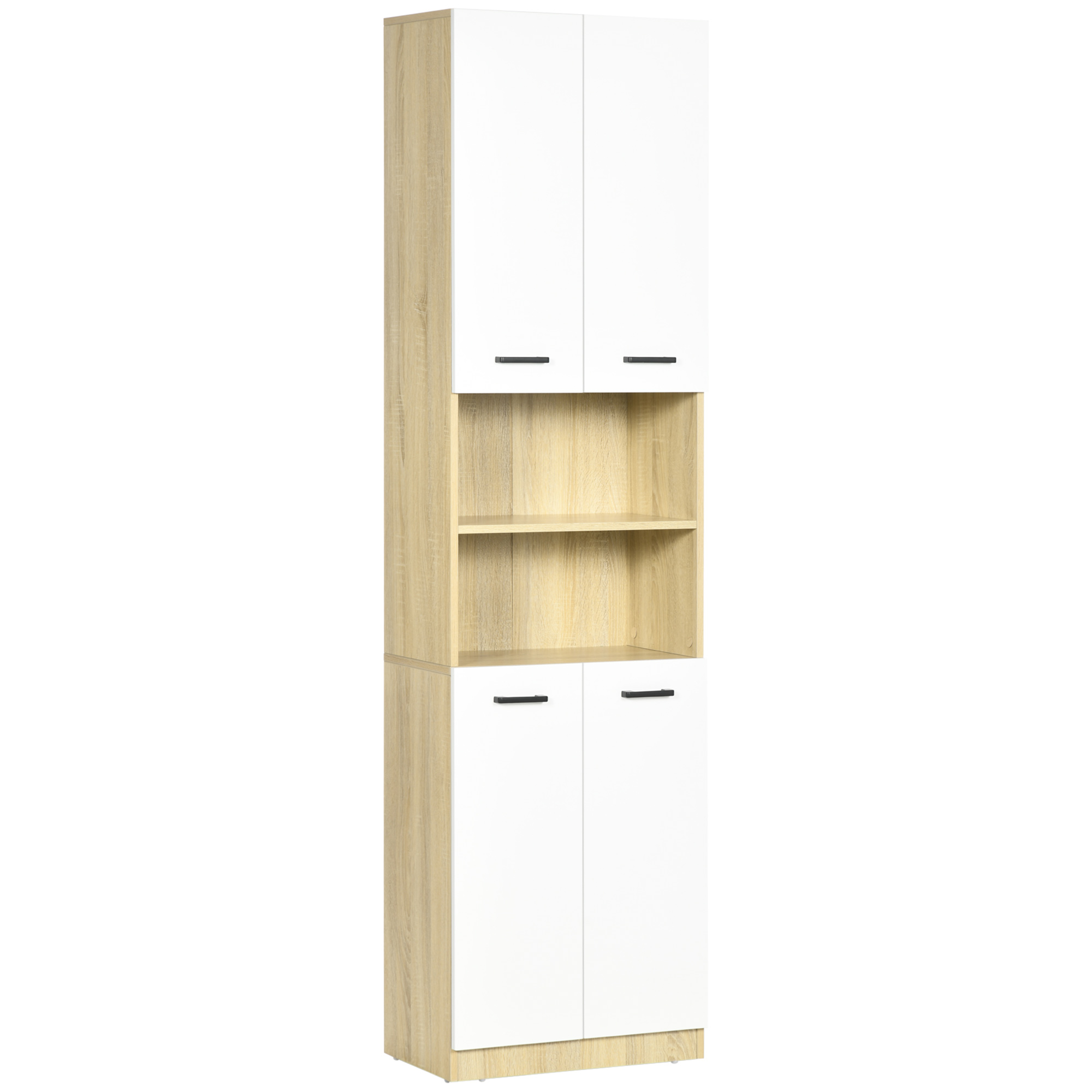 foto del prodotto kleankin mobile bagno in truciolato bianco con 2 armadietti con ante e 2 ripiani aperti, 53x33.5x195.7 cm aosom