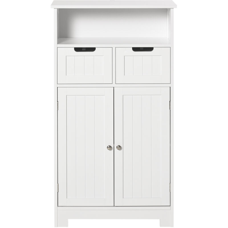 foto del prodotto kleankin mobile bagno multiuso con mensola armadietto 2 ante e 2 cassetti bianco
